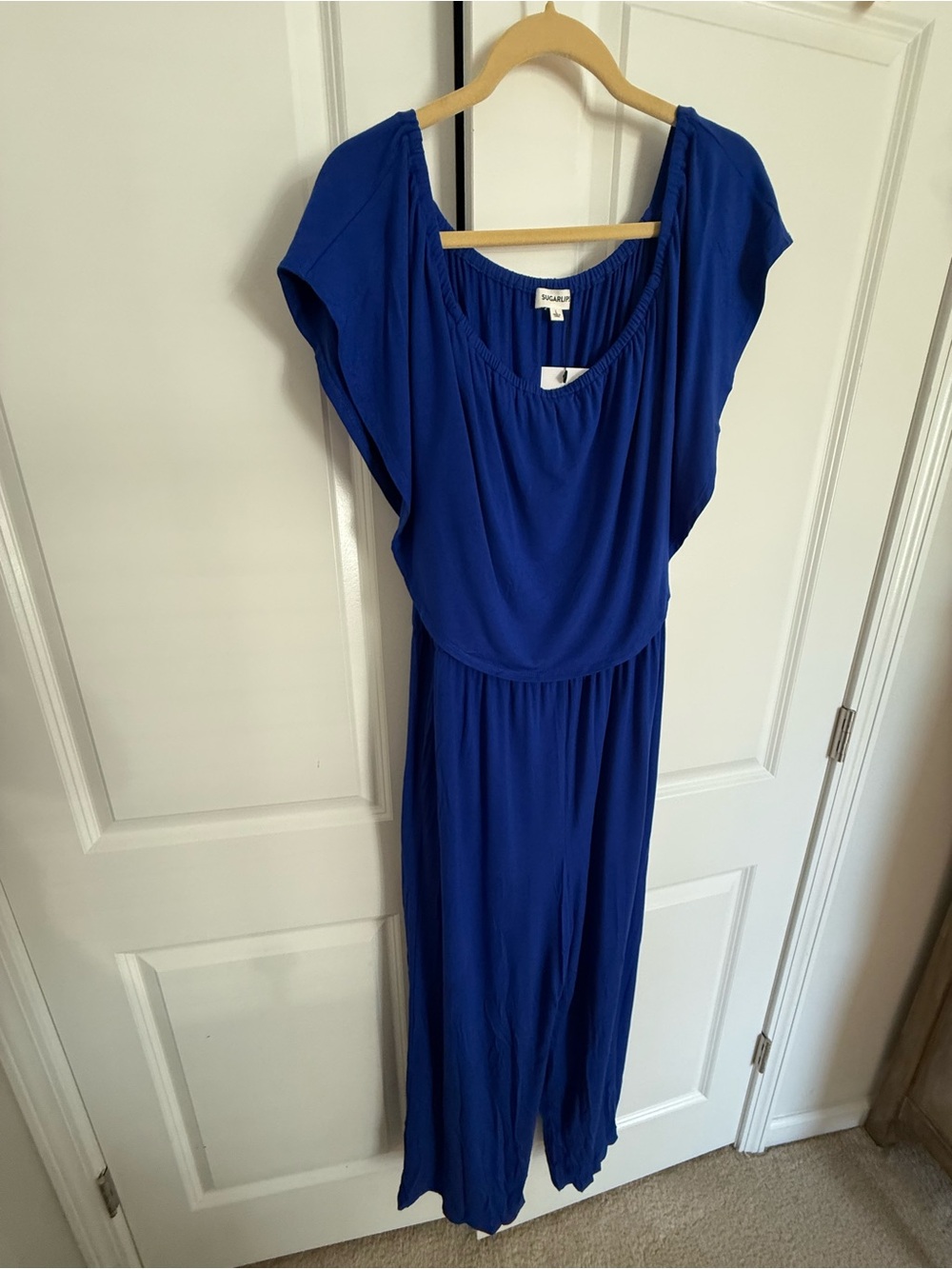 NWT, Sugarlips Jumpsuit, Royal Blue with Gathered Neckline, Large